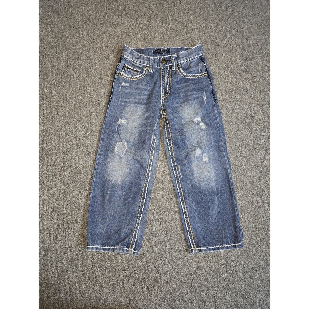 Request Boys Jeans Wide Leg Baggy Distressed Size 5 Y2k